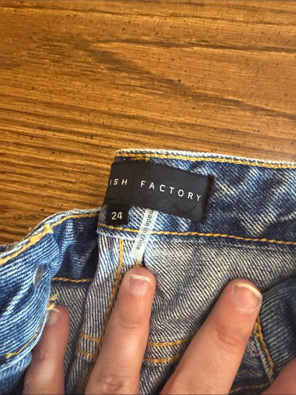English Factory Medium Blue Denim Mom Jeans with Gold Stitching size 24 NWT